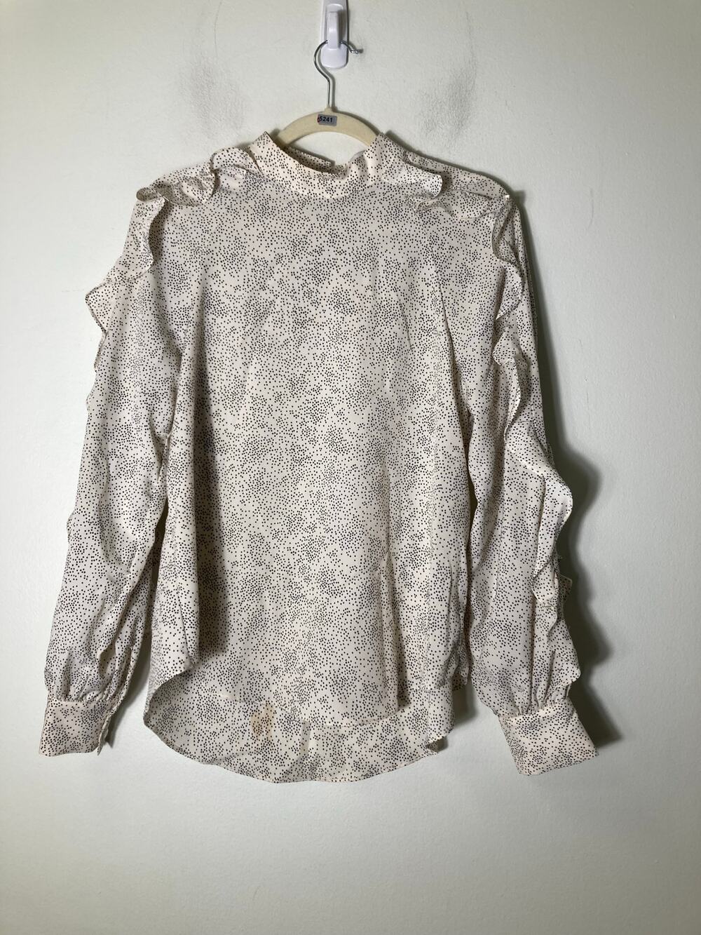 Endless Rose Off White Black Long Sleeve High Collar Top Sz S